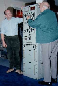 Howard Newbould and Vic Ludlow setting up the T1131 VHF Transmitter