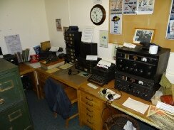 The Y Service display with RCA AR88, National HRO and Hallicrafters SX27 Receivers